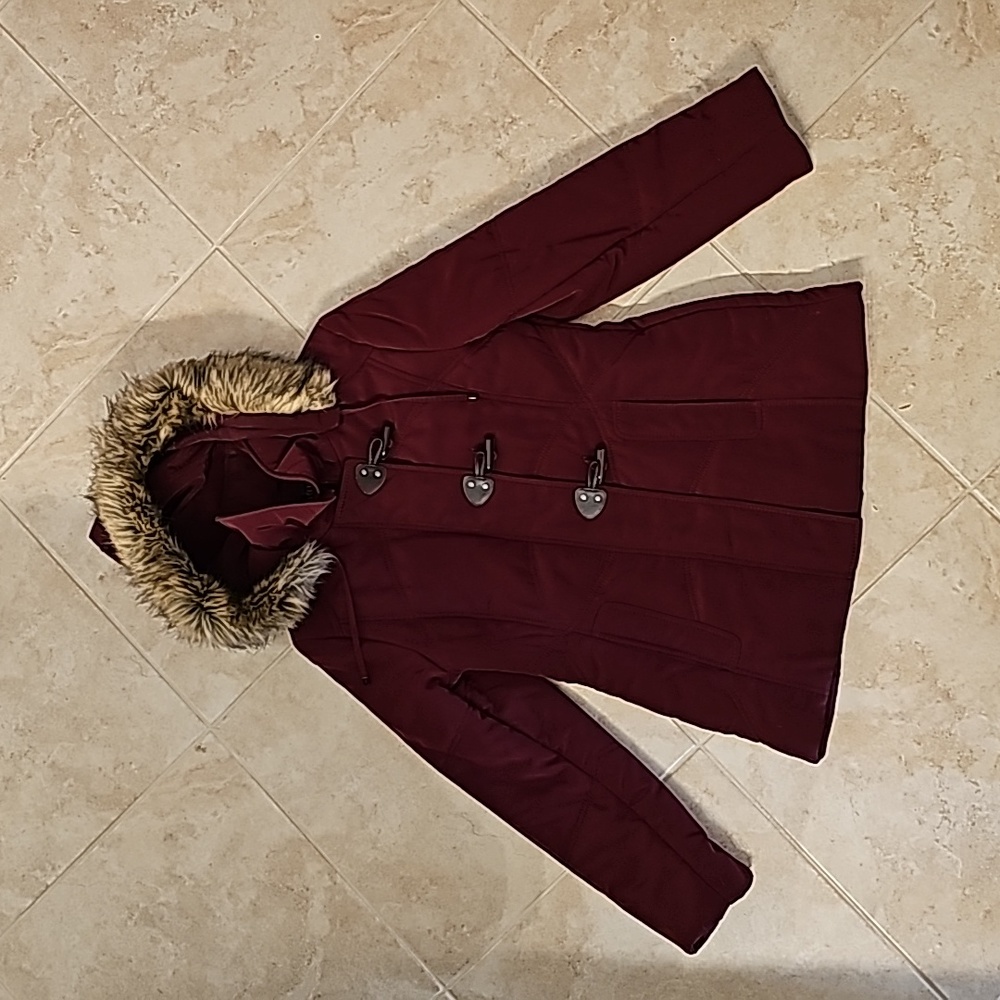 Fleet Street women's size small faux fur puffer jacket